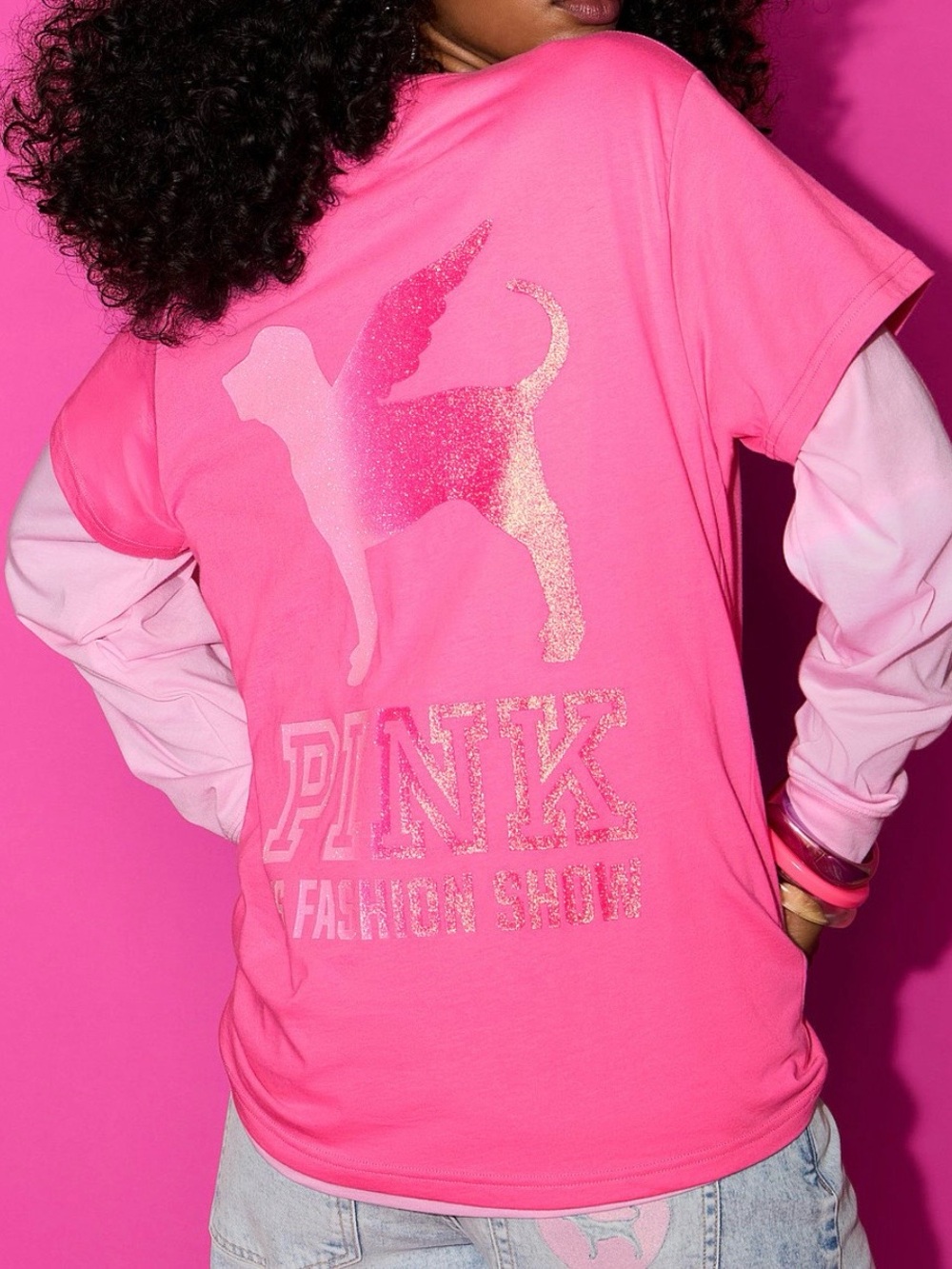 VS PINK HALFTIME SHOW 2026 CAMPUS SHORT SLEEVE TEE HOLLYWOOD PINK LOGO IN XS-2XL
